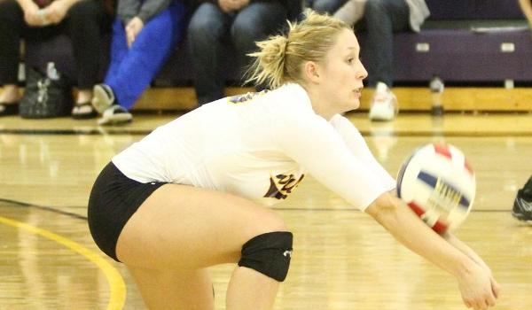 Caitlyn Rueth recorded a career-high 23 digs in the win.