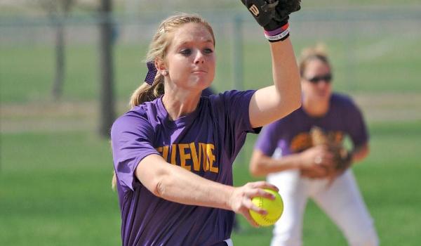 Shelby Kindelin tossed a no-hitter to lead Bellevue past Houghton, 8-0.